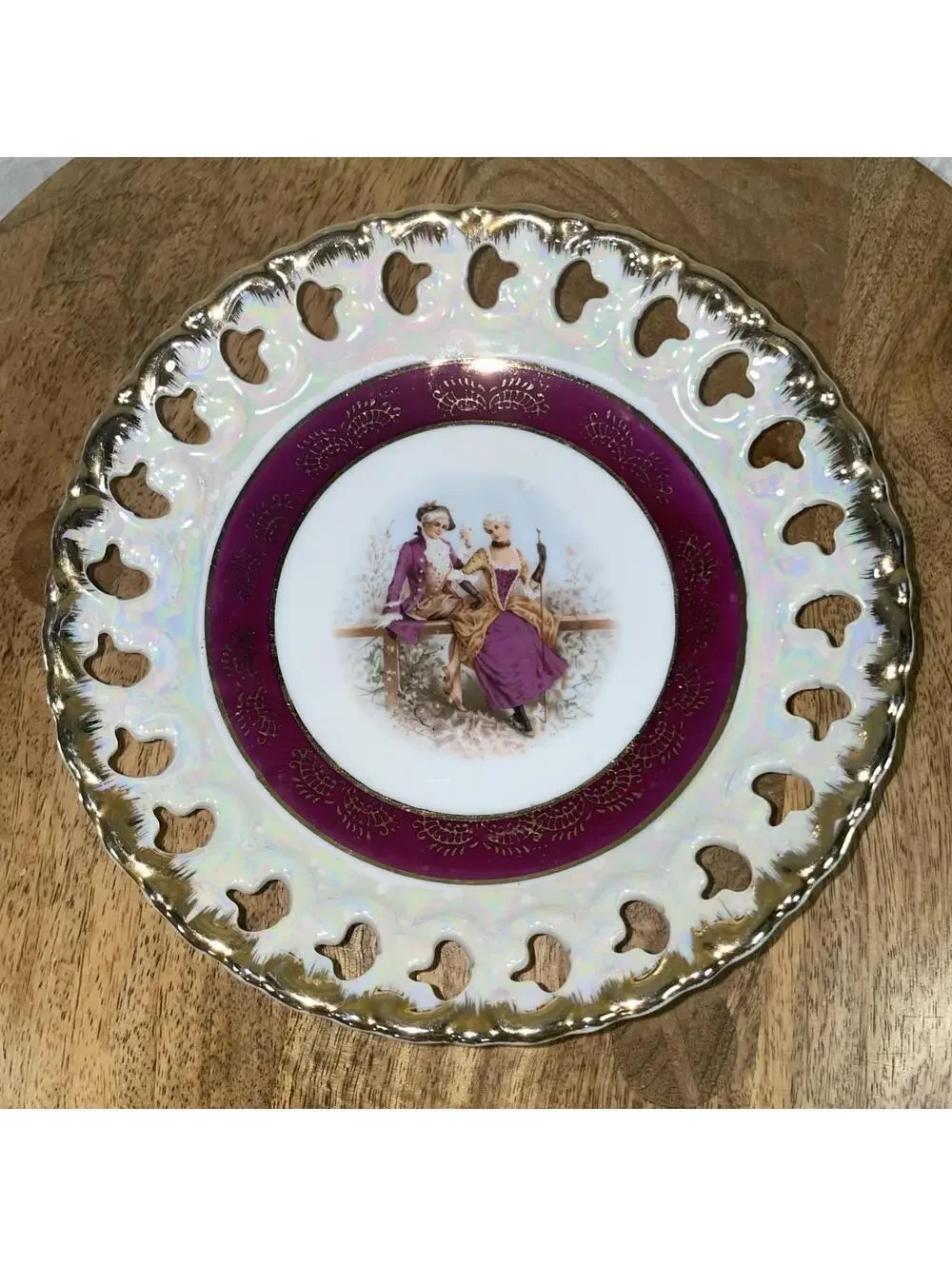 Vintage Cosmos Japan 4-piece 5” Porcelain Saucer & 7” Plate Victorian Gold Set